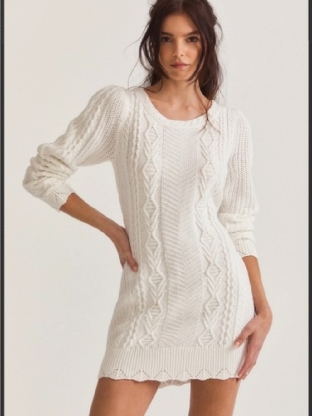 LoveShackFancy Simonnette White Sweater Dress